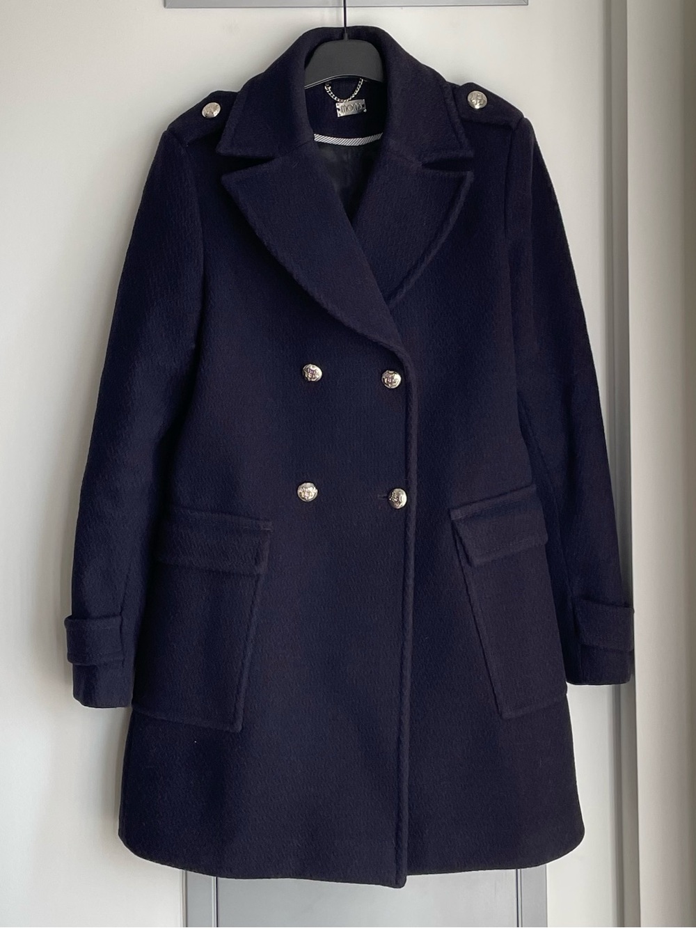 MONA Navy Double-Breasted Wool Blend Pea Coat